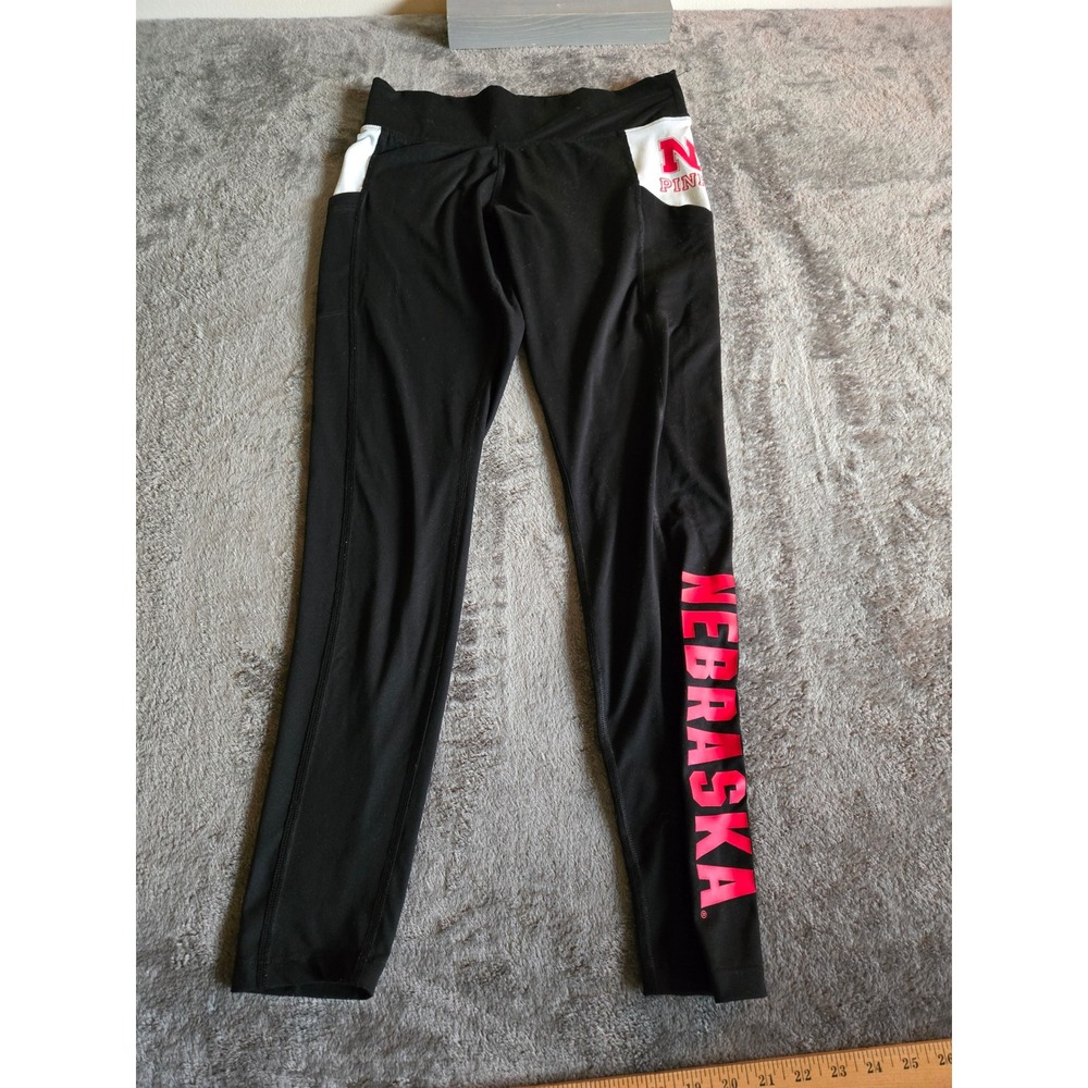 PINK Victoria's Secret Leggings Women Small Black Good Nebraska Huskers Yoga